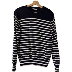 Aigle Navy and White Striped Tunic Sweater S